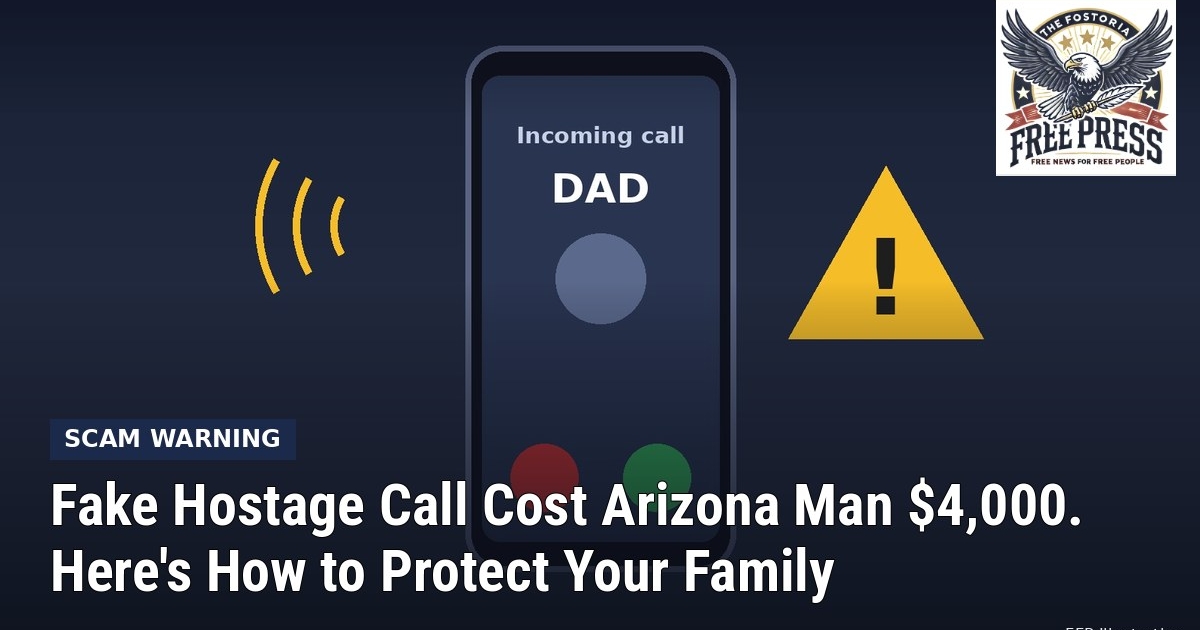 FFP illustration of a smartphone showing an incoming call labeled Dad next to a yellow warning sign